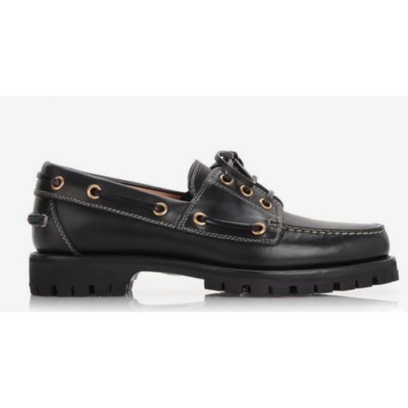 Gucci Other - NEW GUCCI BLACK PACIFIC SNAKE-EMBOSSED LEATHER DECK BOAT SINGLE SHOE US SIZE 12